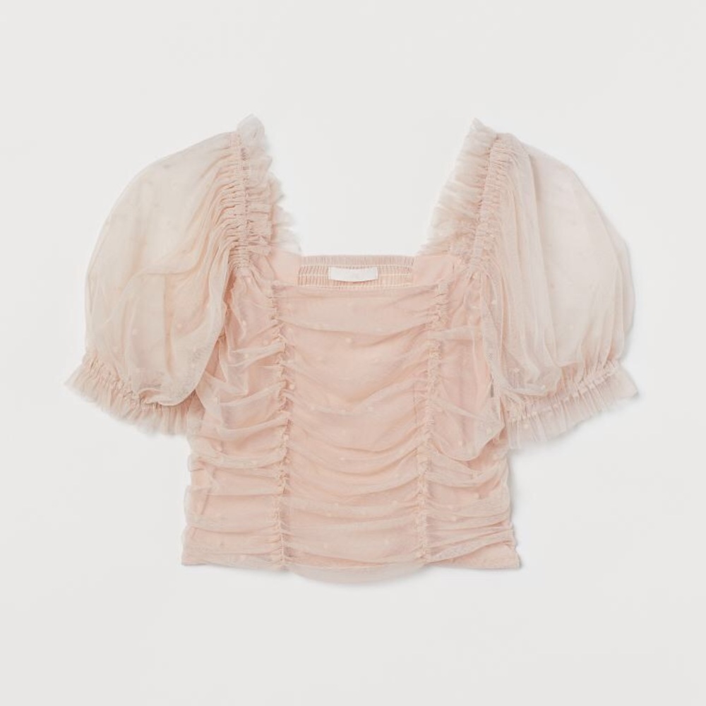 H&M puff sleeve mesh top